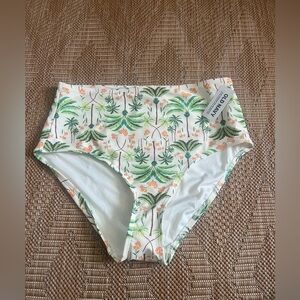 Old Navy Women's High-Waisted Bikini Swim Bottoms,Palm Tree Print,Size M,NWT